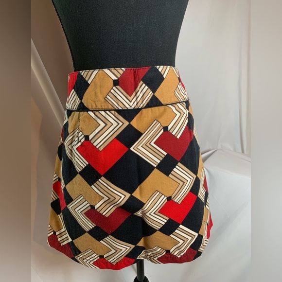 Ann Taylor Loft skirt color block geometric print, size 14 petite - Picture 2 of 12